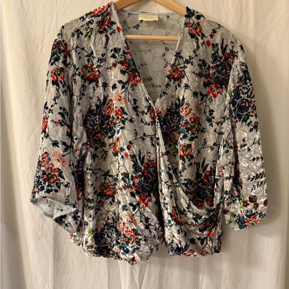 Maeve Umi wrap Multicolor Floral velvet silk blend Blouse - Picture 2 of 14